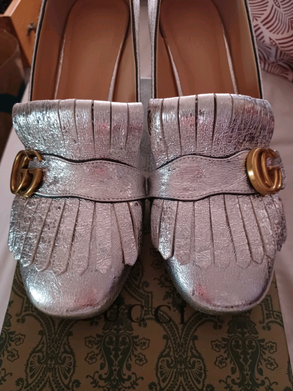 gucci marmont shoes silver